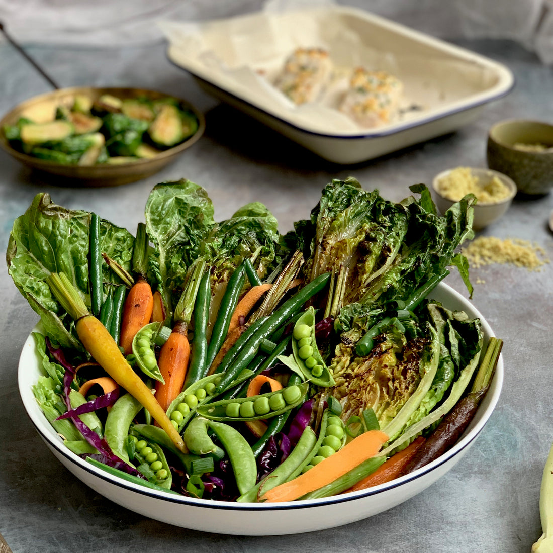 Charred Lettuce Autumn Salad with Fish