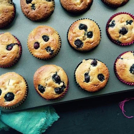 Banana and Pear Muffins with Blueberries