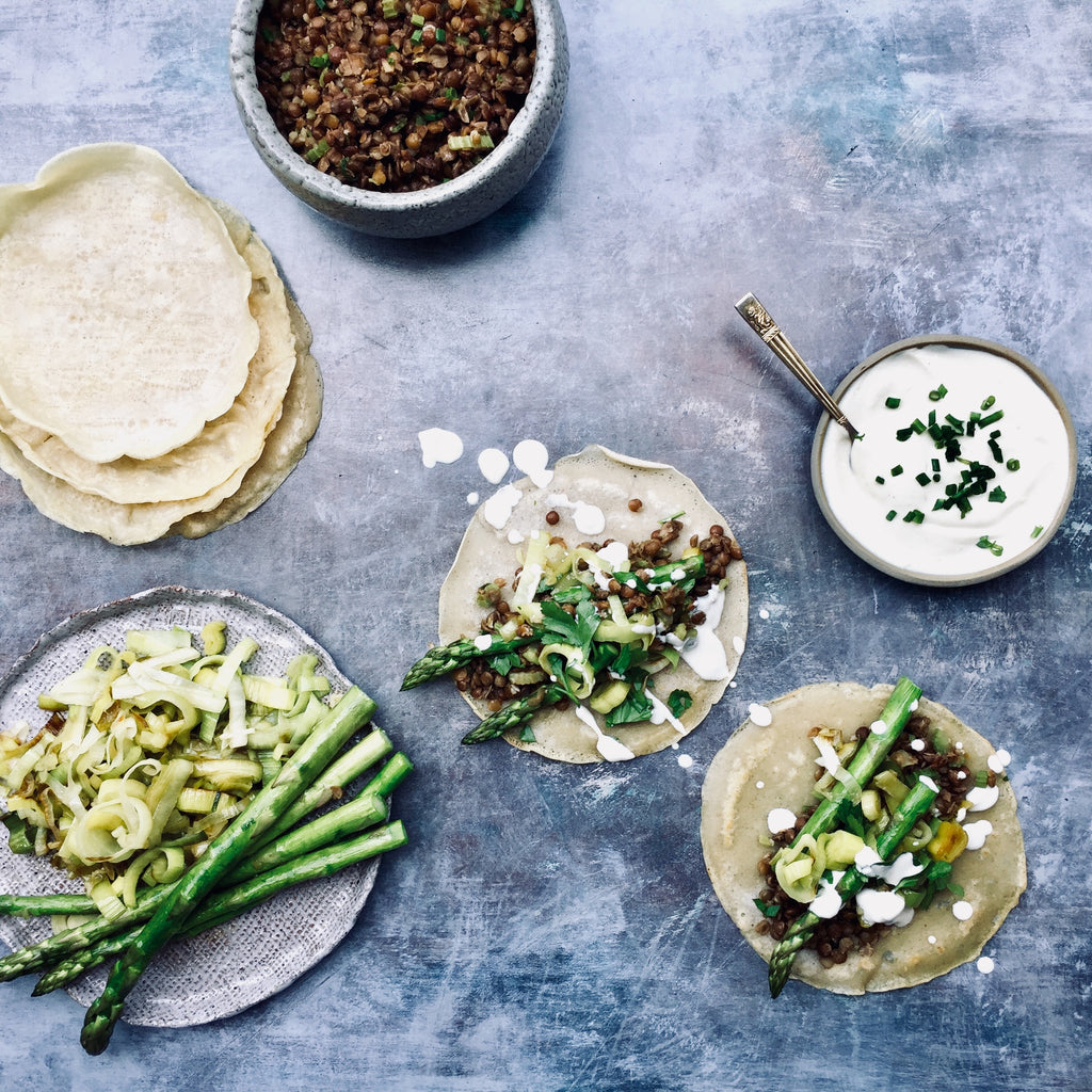 Lentil and Asparagus Soft Tacos